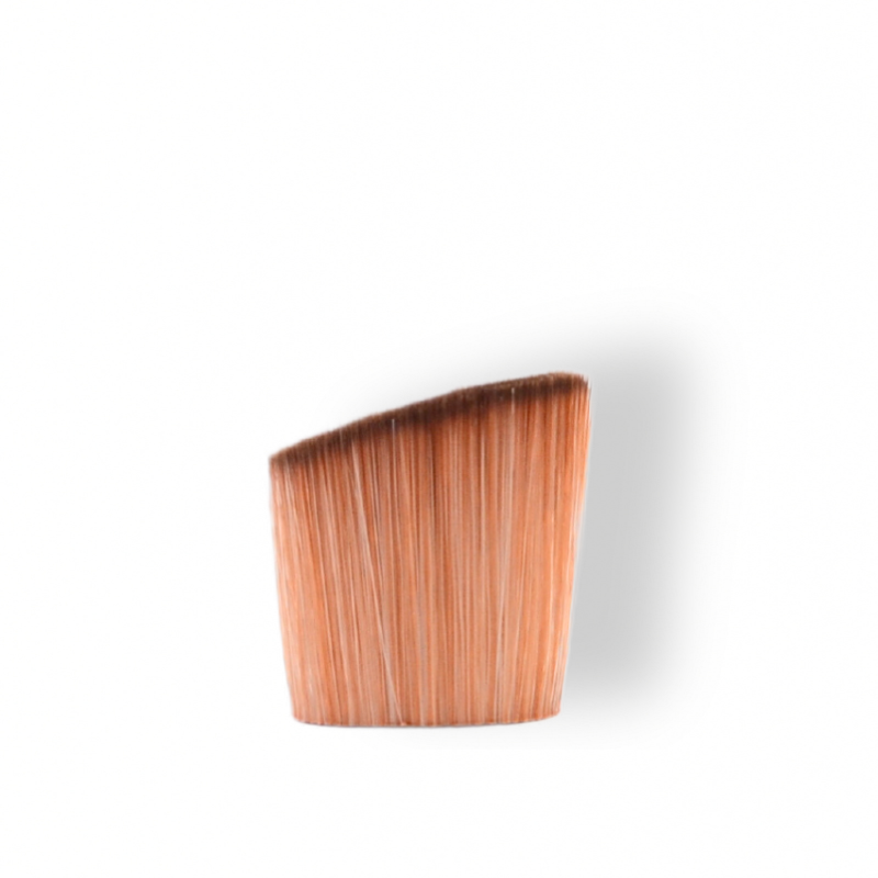 The picture shows a SUNNYBOD™ Replacment Brush Head. The replacement sunscreen brush head has bristles that are dense and are light brown color.