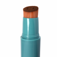 A product picture of a SUNNYBOD™ Refillable Sunscreen Brush Applicator brush head. The brush head body is turquoise in colour. The susncreen brush bristles are light brown. The brush is placed on a white background.